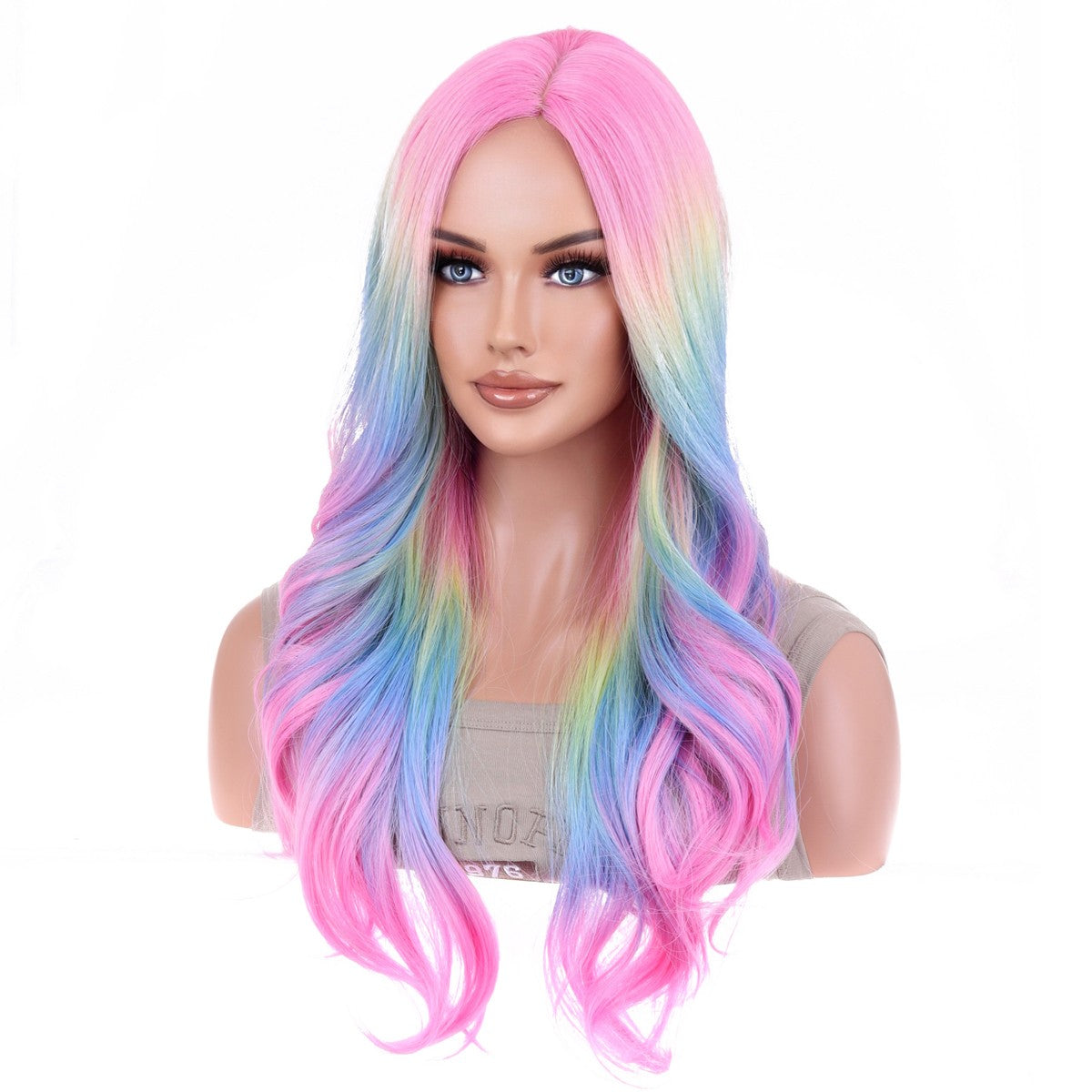 Center-parted Bangs Wig Female Top Pink