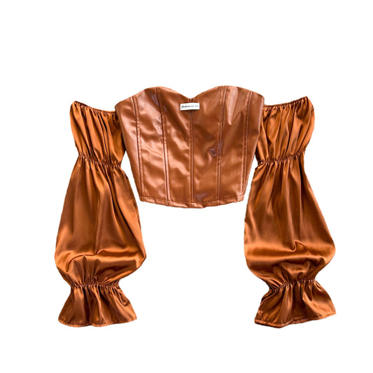 One-shoulder Leather Short Korean Style Top