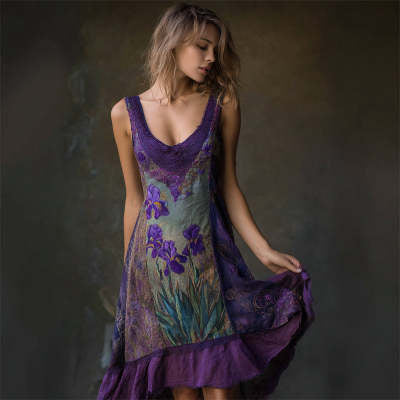 Womens Loose, Versatile Dress With A Plaid Pattern