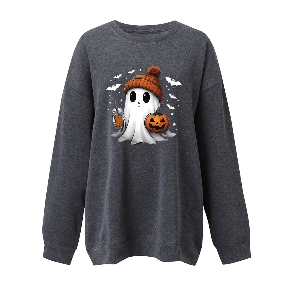 Fashion Drop-shoulder Sweater Dame Halloween Fløjls Hoodietrøje