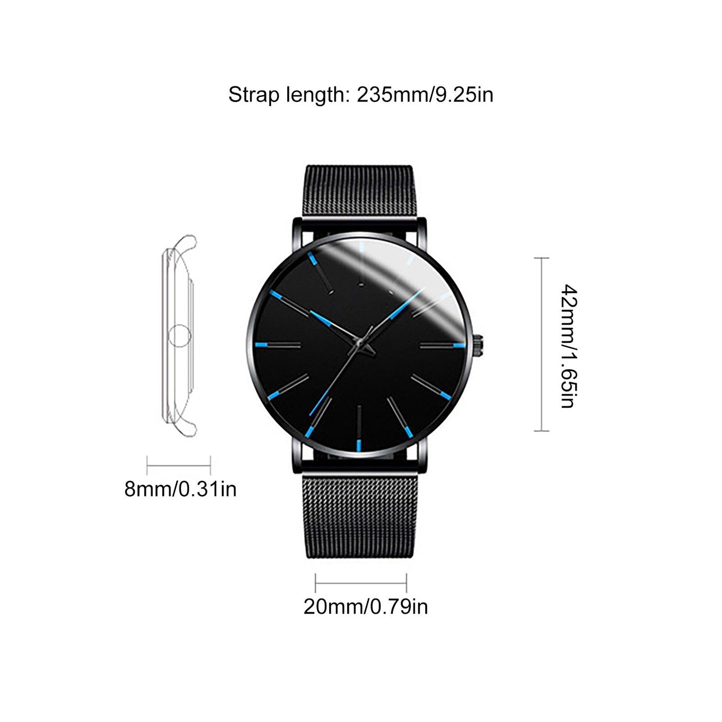 Wrist Watches, Analog Quartz, Sports Chronograph Watch Fashion, Timepiece Stylish Wristwatch Band, Luxury For Men's Business Watch Durable Leather, Battery Included, 1.57in