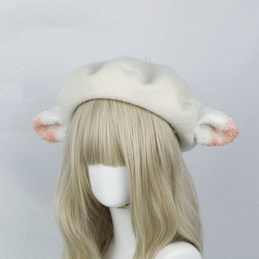 Women's Fashion Cute Plush Sheep Ear Beret