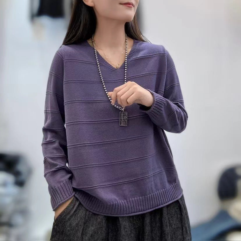 Artistic All-match V-neck Pullover Sweater
