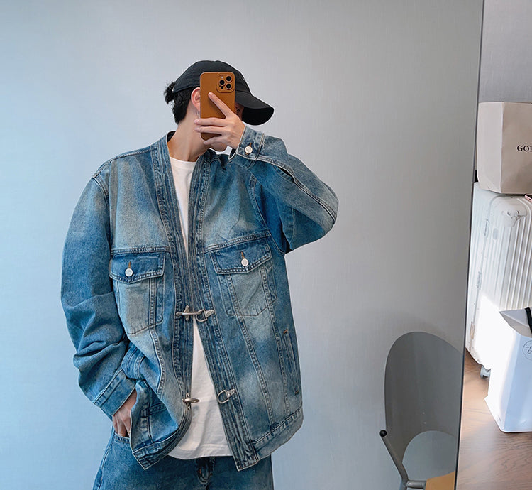 Washed Blue Heavy Robe Denim Jacket