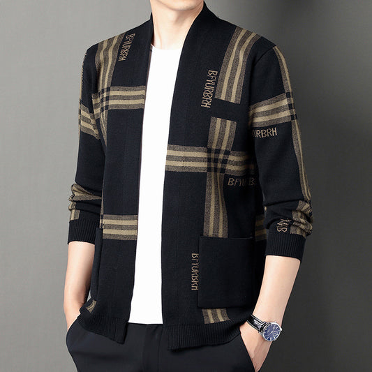 Men's Trendy Versatile Long-sleeve Knitted Sweater Coat
