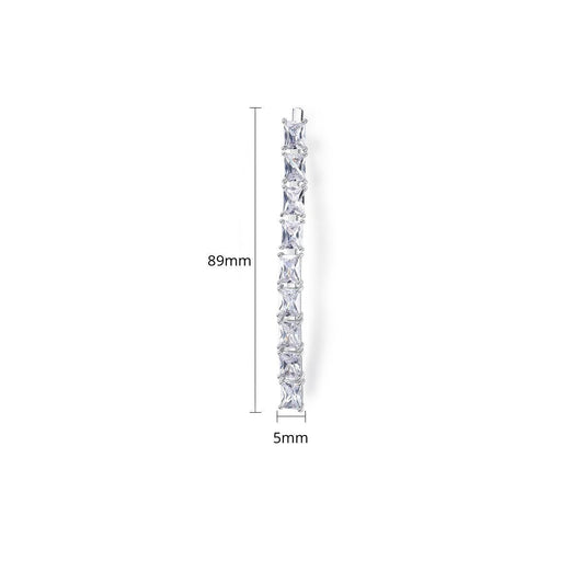 Square Zircon Gang Drill Women's Bobby Edge Clip