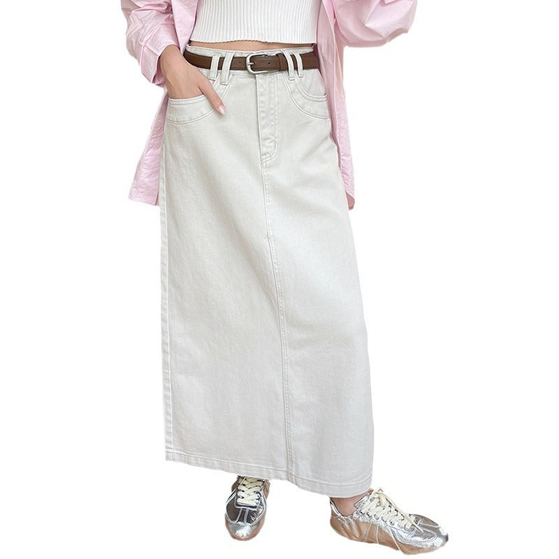 High Waist Temperament Temperament Wild Retro Denim Skirt