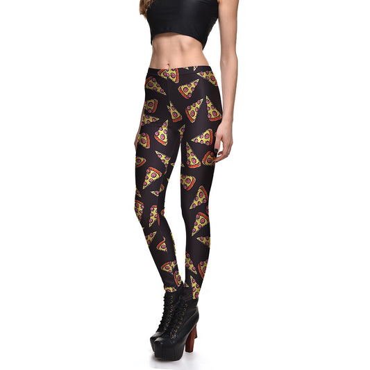 Pizza print personalized slim leggings