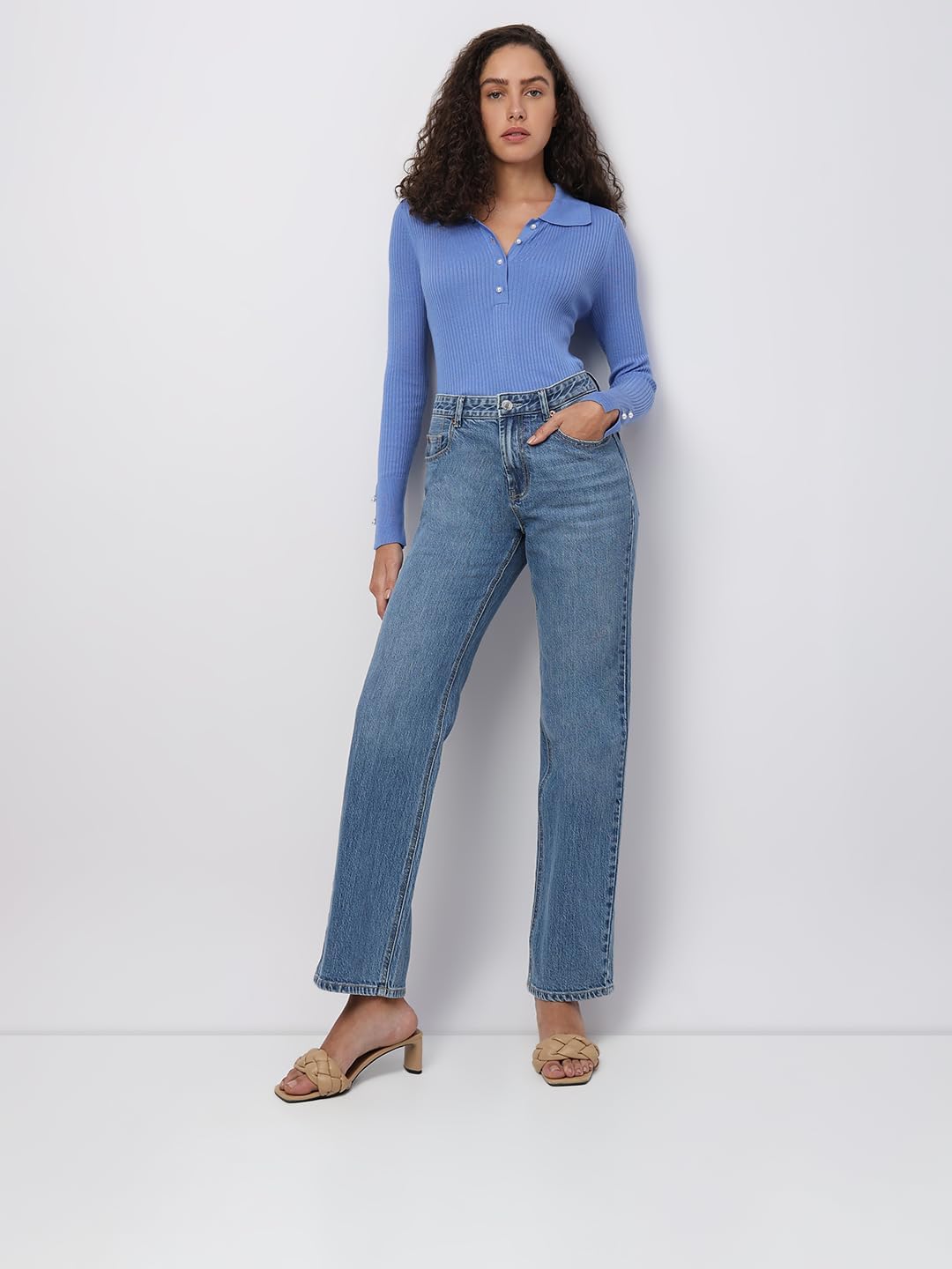 VERO MODA dam Raka jeans Vmtessa Hr raka jeans Li3114 Ga Noos