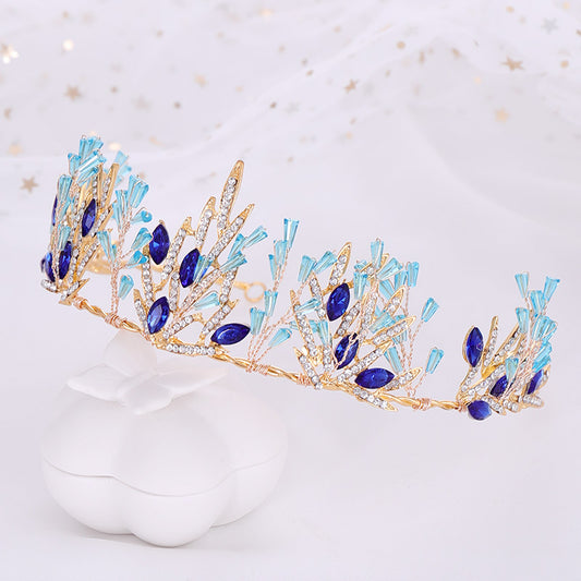 Women's Alloy Blue Crystal Crown Headband