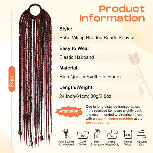 Braided Ponytail Braid Lock Beads Hair Extension