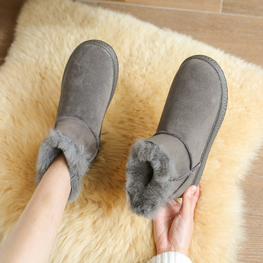 Women's Shallow Mouth Plus Velvet Short Snow Boots