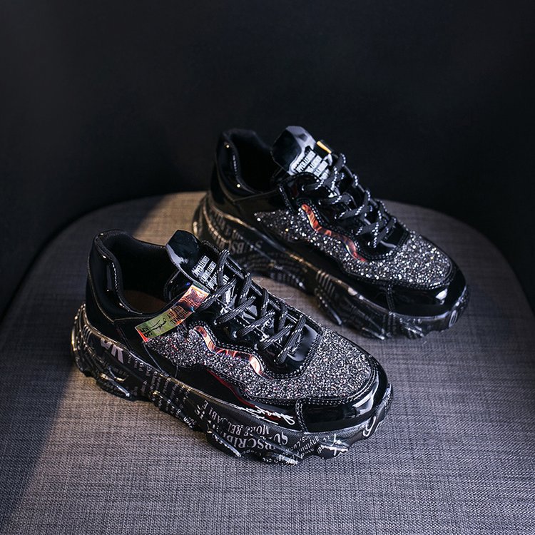 All-Match Round Toe Net Yarn Sports Casual Shoes Platform