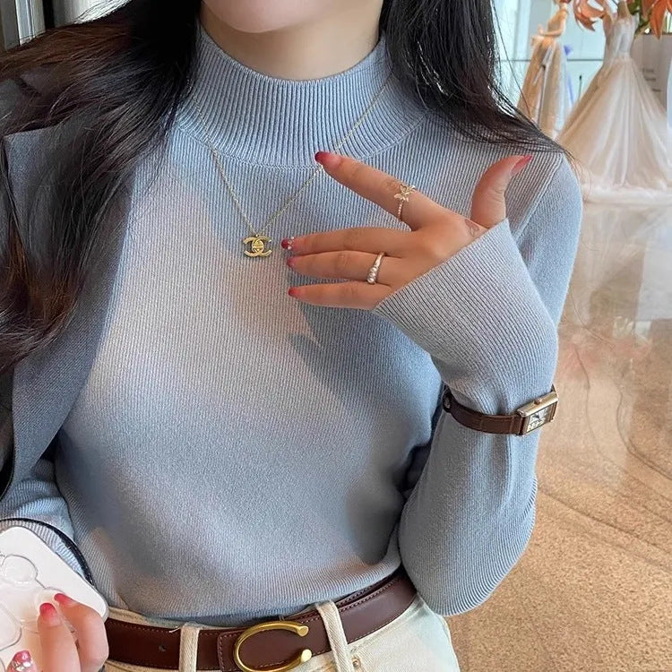 Women's Half Turtleneck Knitwear For Autumn And Winter Layering