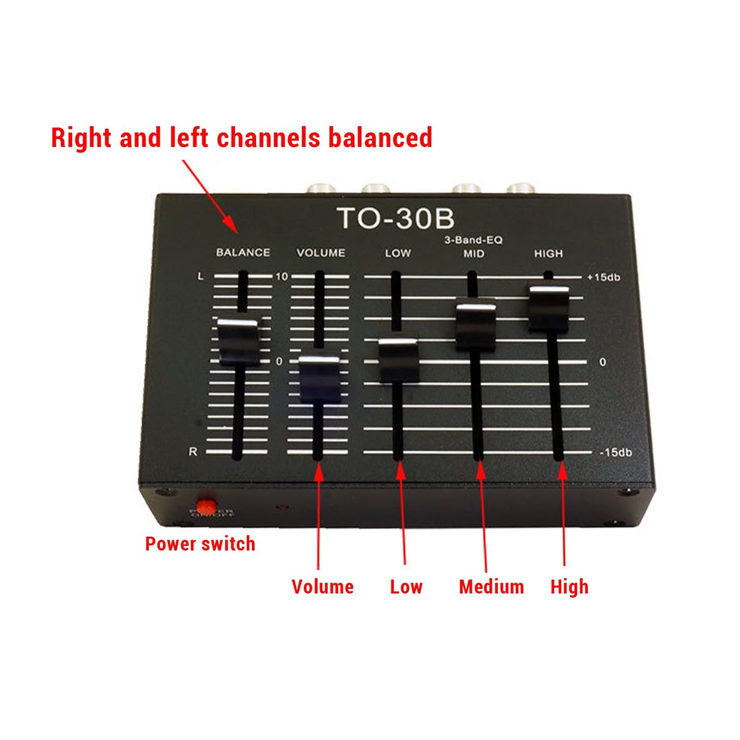 3 Band Equalizer, 20Hz-20Khz High Medium Low EQ Stereo Equalizer Channel Digital Equalizer