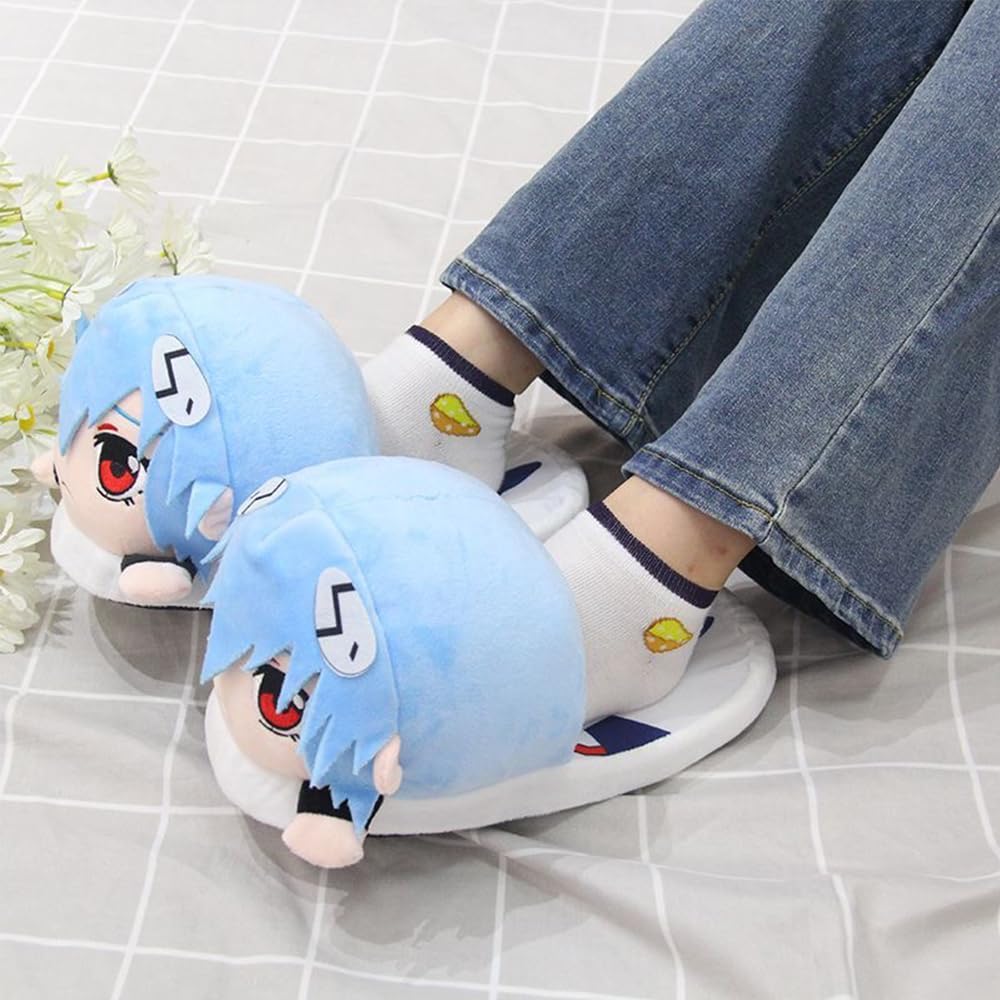 DEXSHUN Ayanami Rei Anime tofflor söt tecknad unisex bomullstofflor hem casual tofflor höst vinter varma tofflor