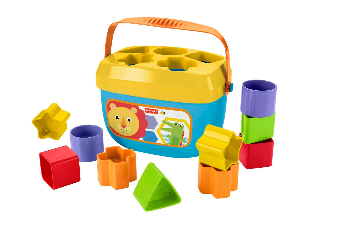 Fisher-Price Baby's First Building Blocks, babyleksak från 6 månader, 9 månader, plug-in-spel från 1 år, motorikleksak från 6 månader, sorteringsspel för baby med sorteringslåda, FFC84