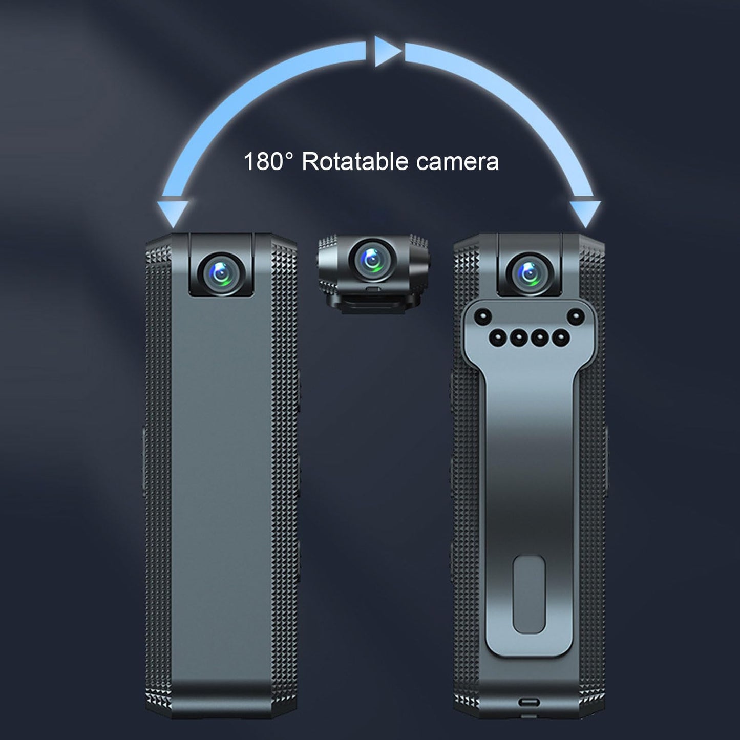 Body Camera Mini Bodycam, 1080p HD Portable Camera, Wearable Personlig Videokamera med 180 ° Roterande Lins, Nattvision för Vlogging, Plog, Sport, Resor