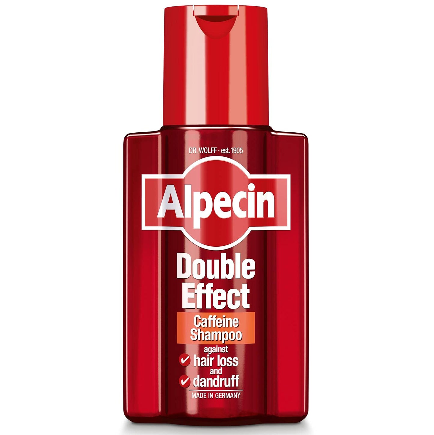 Alpecin Double Effect Schampo 1x 200ml | Avlägsna mjäll och få en naturlig hårtillväxt | Energizer för starkt hår | Hårvård för män som tillverkats i Tyskland