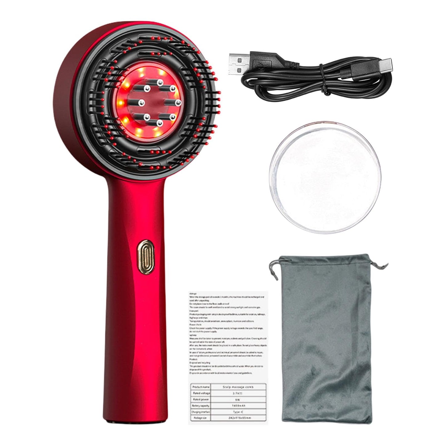 Massageborste För Hårbotten | Elektrisk Massageapparat Med Timing | Rödljusterapi Hårmassageapparat | 2-i-1 Hårbottenmassager Och Applikator För Hårolja | För Huvudavslappning, Hårvård Och Hårväxt