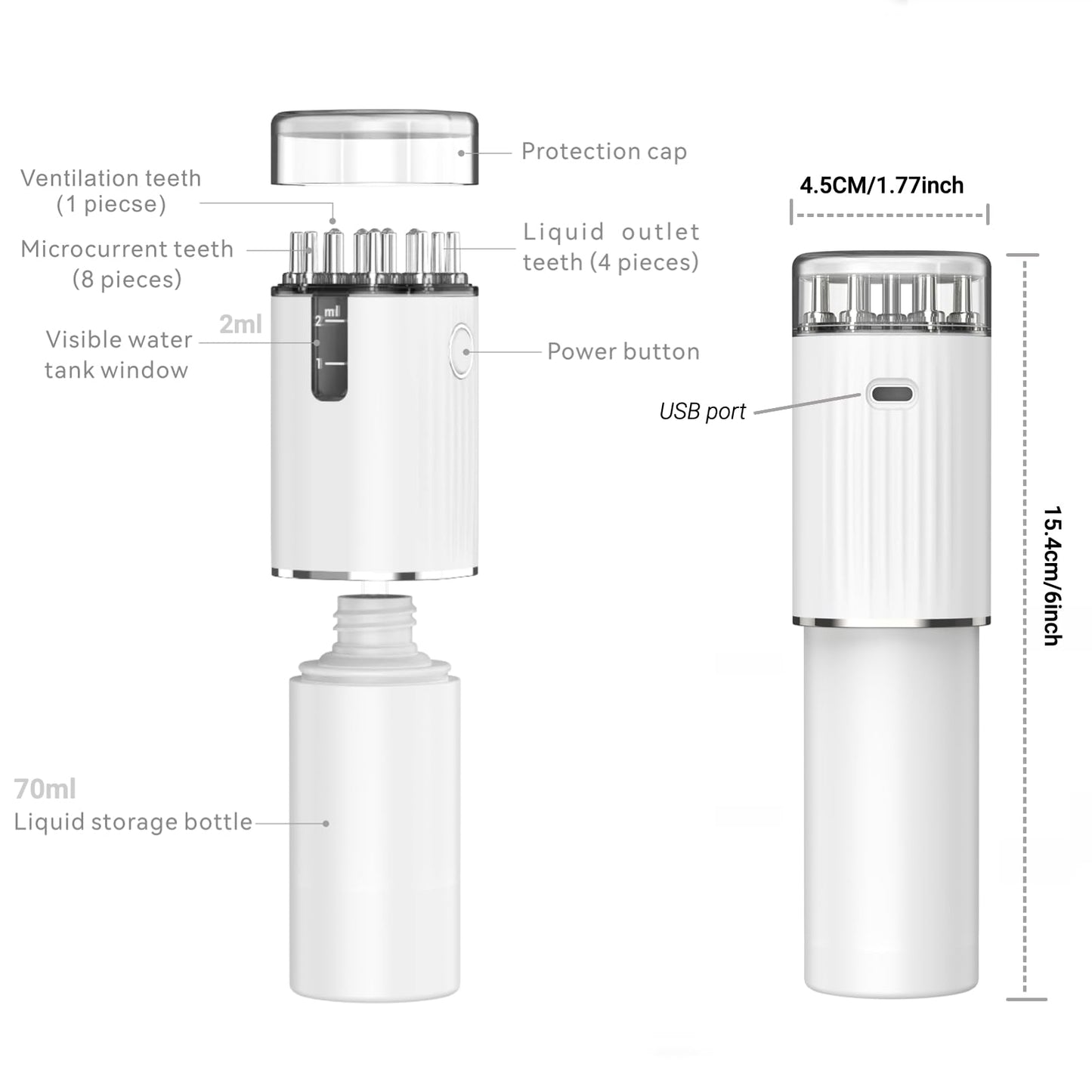 Zilynhom hårbottenmassageborste, anti-håravfall oljedispenser med vibrationer, 70 ml flaska, USB, gåva för kvinnor och män, hårolja applikator för minoxidil-hårväxtsserum, huvudmassageolja, rotkam