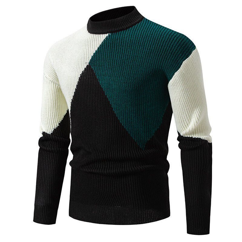Sweater Men's Round Neck Multicolor Pullover Sweater