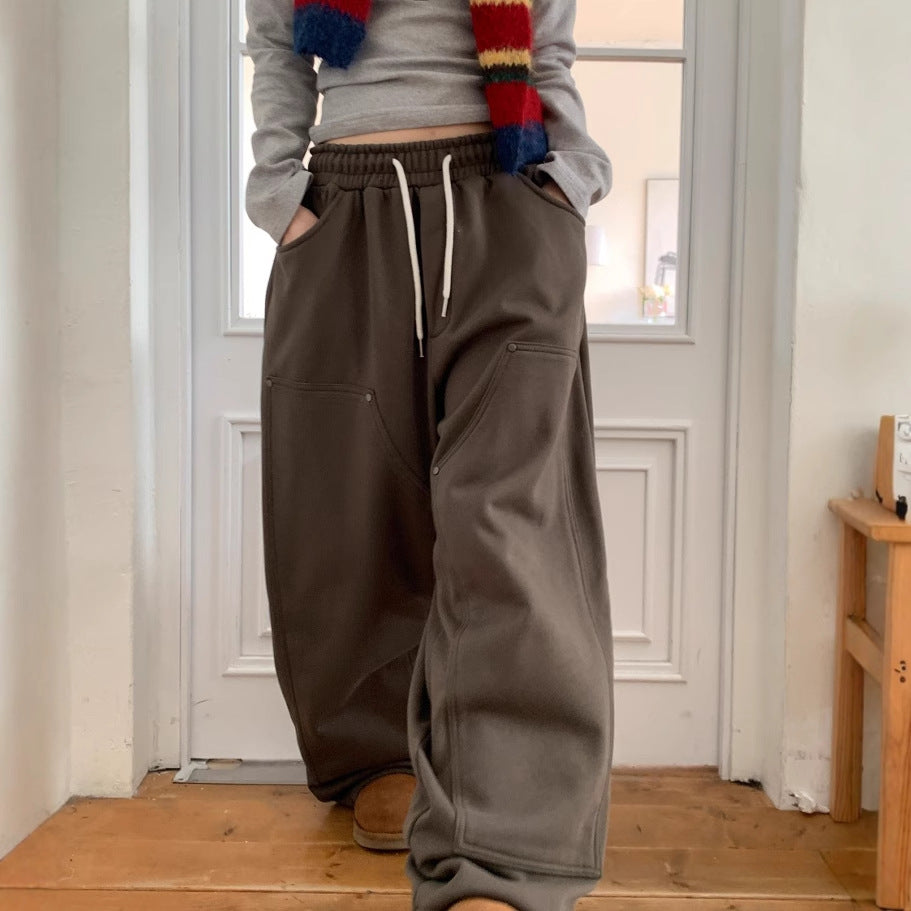 Street Retro Unisex Style Loose Wide-leg Pants