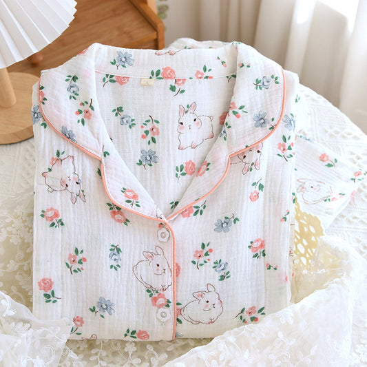 Pure Cotton Soft Breastfeeding Spring Crepe Can Be Worn Outside Sweat-absorbent Comfortable Long Sleeve Trousers