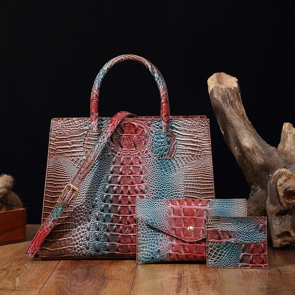 Womens Crossbody Tote Bag With Vibrant Crocodile-Grain Design In The Brummie Style