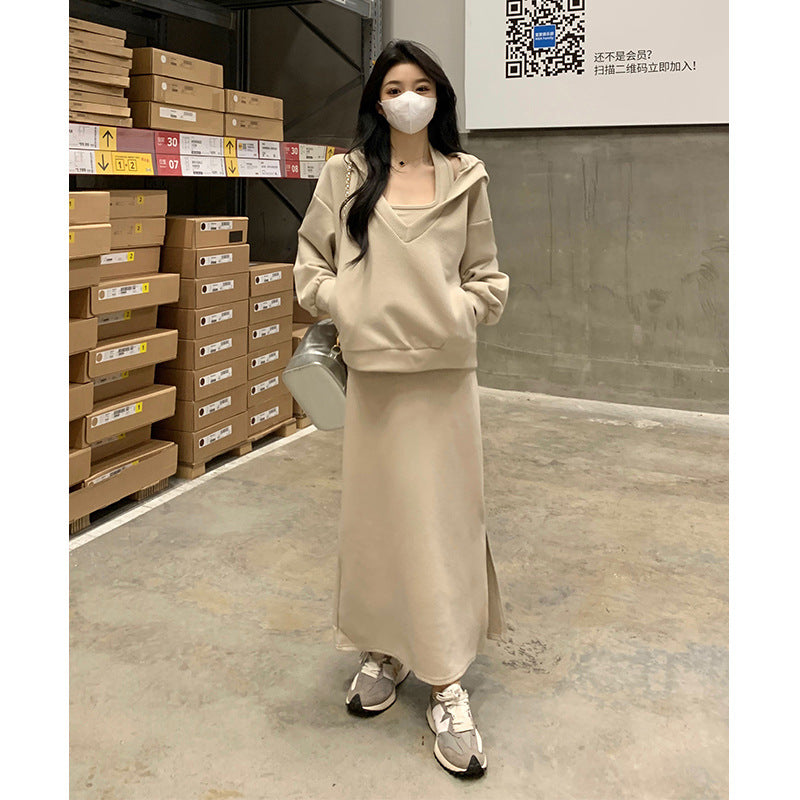 New Korean-style Loose Hoodie Sweatshirt Plus Size Set