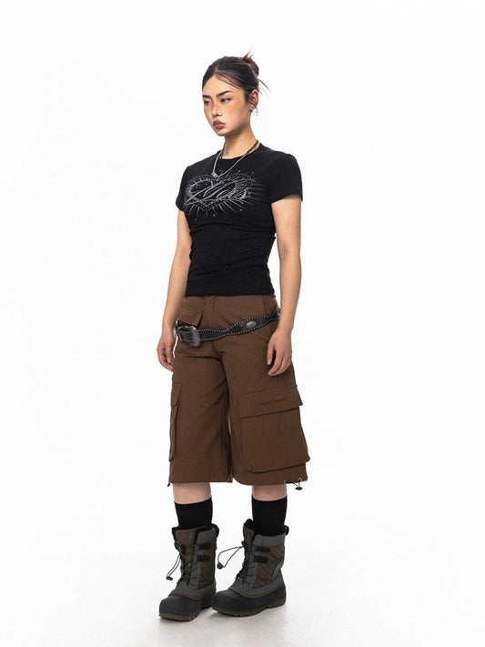 High Street Embroidered Large Workwear With Pocket Shorts