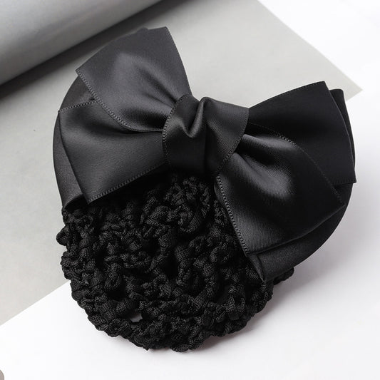 Professional Headdress Flower Bow Net Pocket Worker Work Plate Hair Clip Ornament