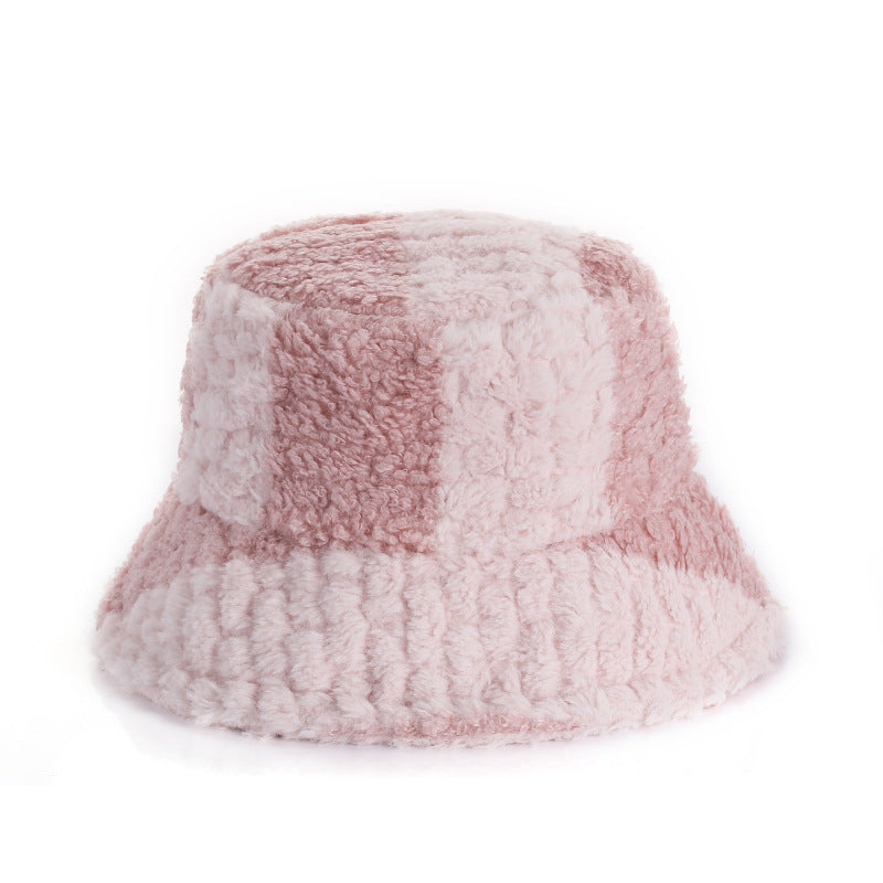 Simulated Rabbit Hair And Lamb Patchwork Personalized Warm Basin Hat