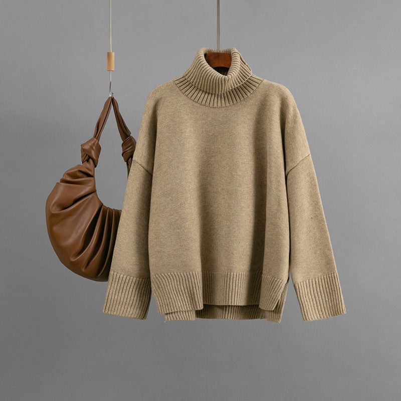 Arrival Casual Loose All-Match Solid-Color Turtleneck Sweater