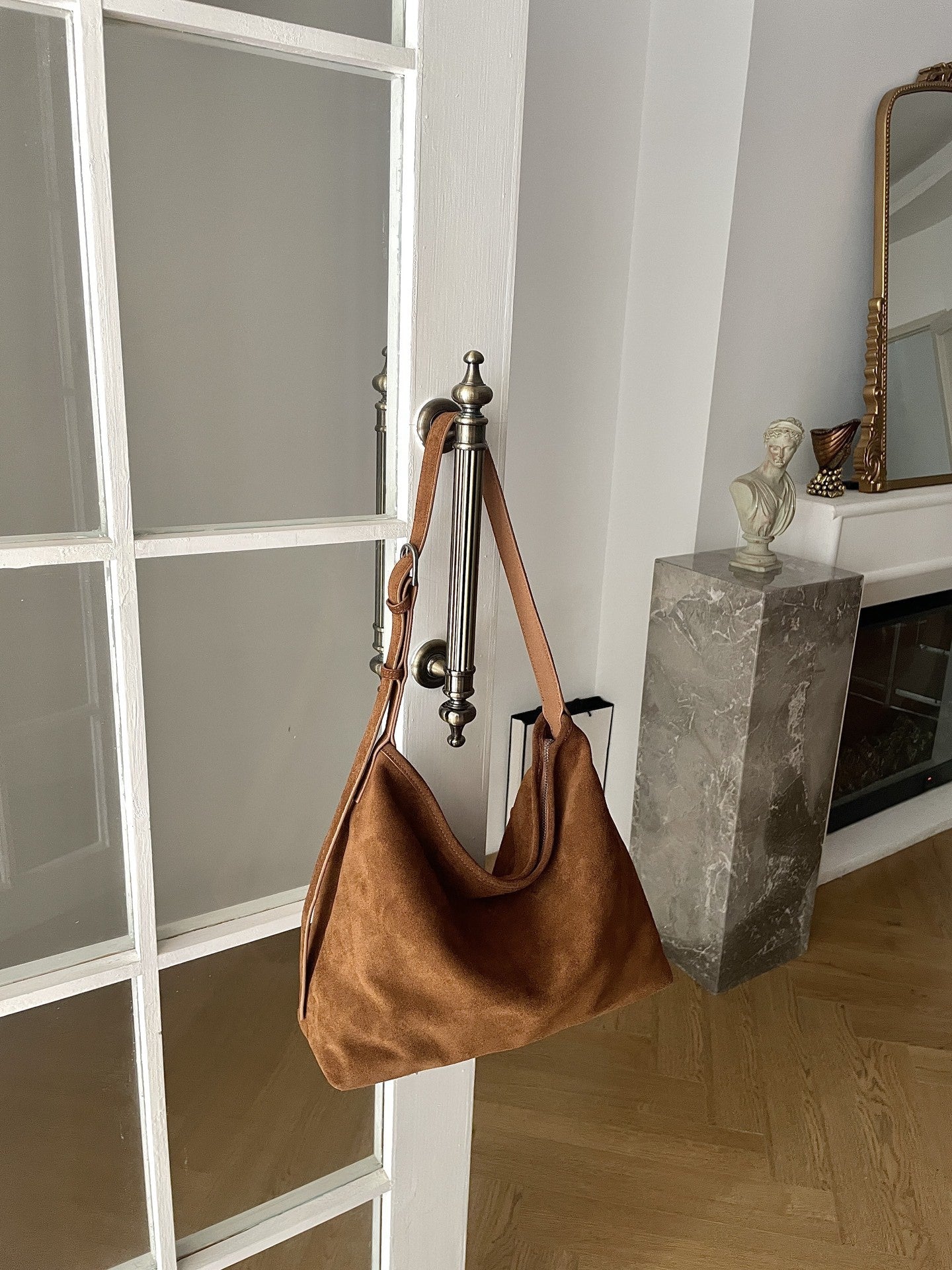 Matte Cowhide Commuter ShoulderCrossbody Tote Bag