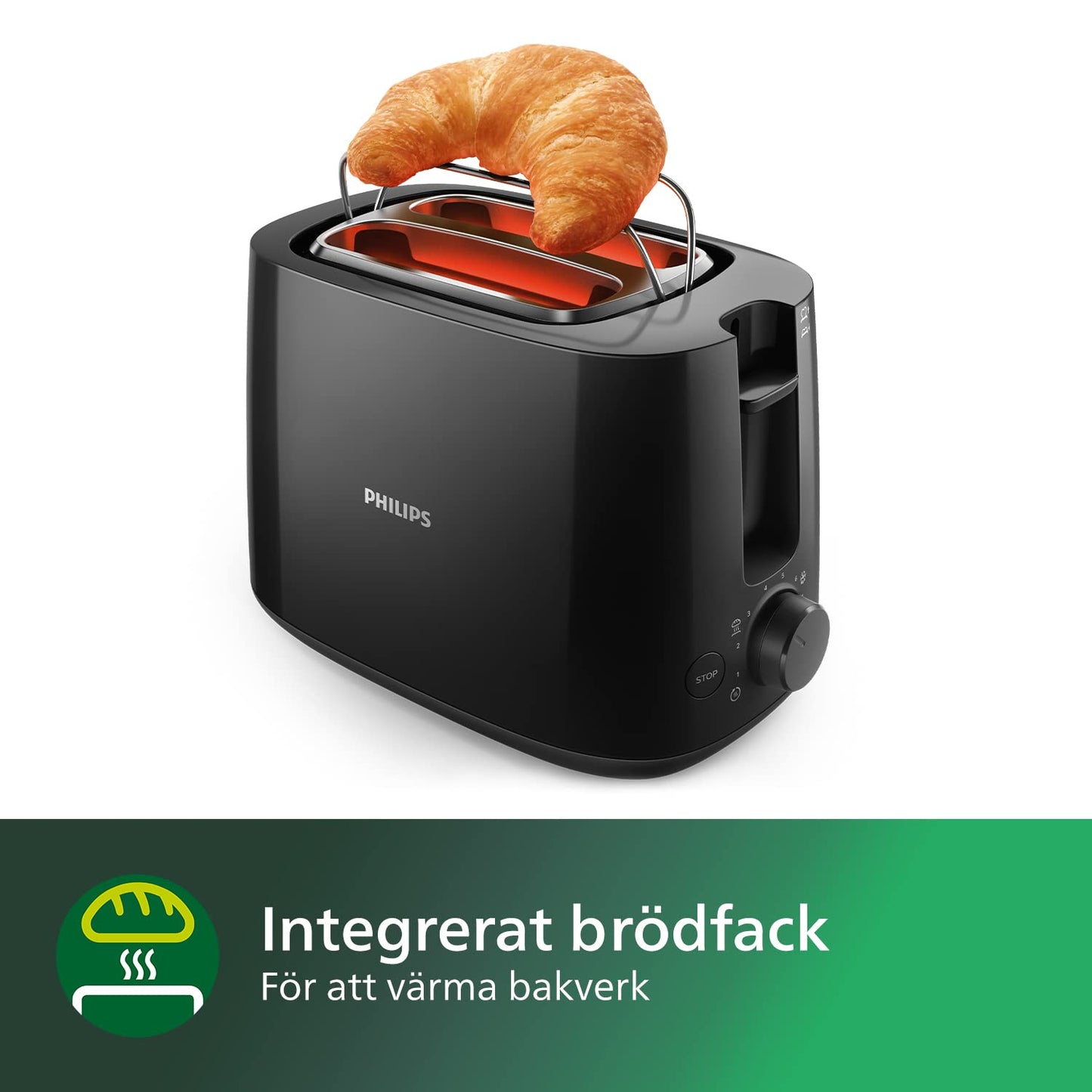 PHILIPS HD2581/90 Brödrost, Svart, 18.8 x 27.5 x 15.6 cm