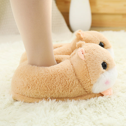Cute Indoor Thick-soled Non-slip Plush Cartoon Couple Cotton Slippers