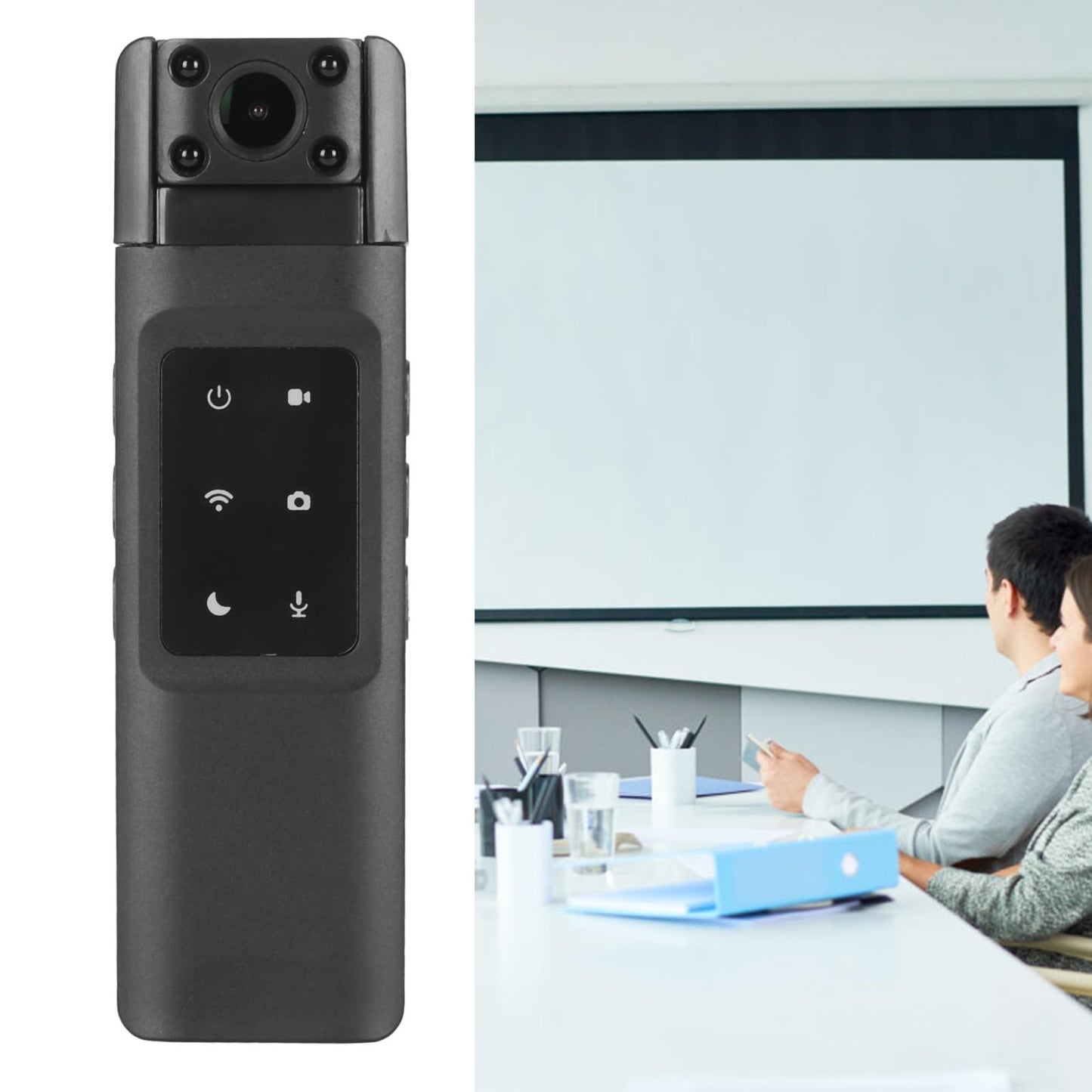WiFi Small Body Camera, 1080P Police Body Cam med 180° Roterbar Lins, Säkerhetsvideo Kompaktkamera med IR Night Vision för Resor, Förare, Delivery Man, Föreläsning