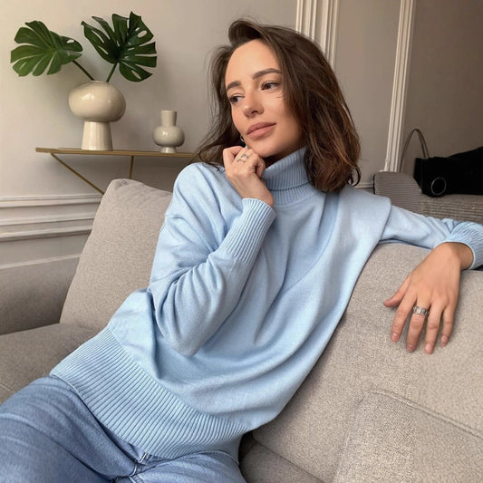 Efterår Og Vinter Europæisk Og Amerikansk Løs Basic-stil Ensfarvet Pullover