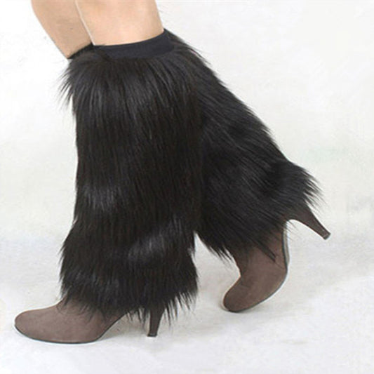 Faux Fur Foot Cover Plush Shoe Cover Leg Cover Plush Knee Pad Socks