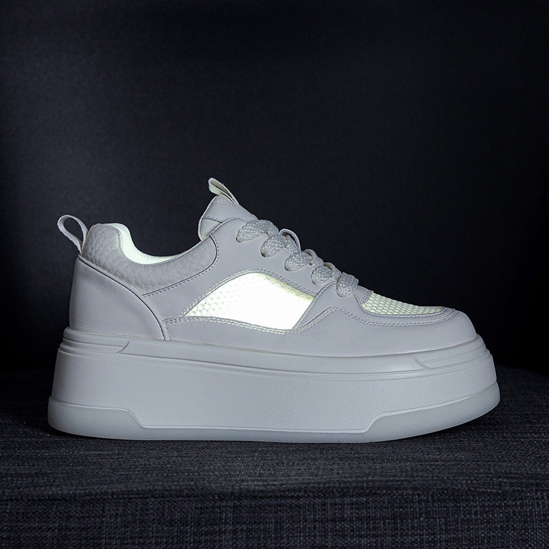 Platform Non-slip Sneakers With Thick Soles For A Height-boosting Casual Look