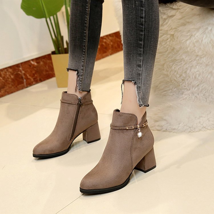 Women's Thick Heel Mid-heel Boots With Side Zip