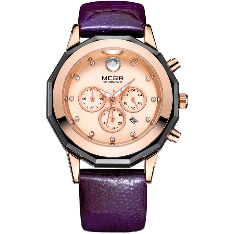 Multi-function Diamond-inlaid Calendar Large Dial Ladies Watch