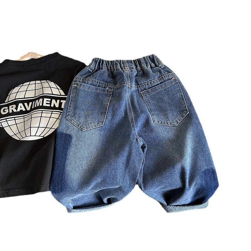 Fashionable Boys' Spring And Autumn Torn Jeans