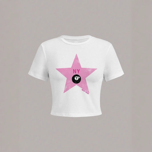 Moderne, figursyet croptop med print