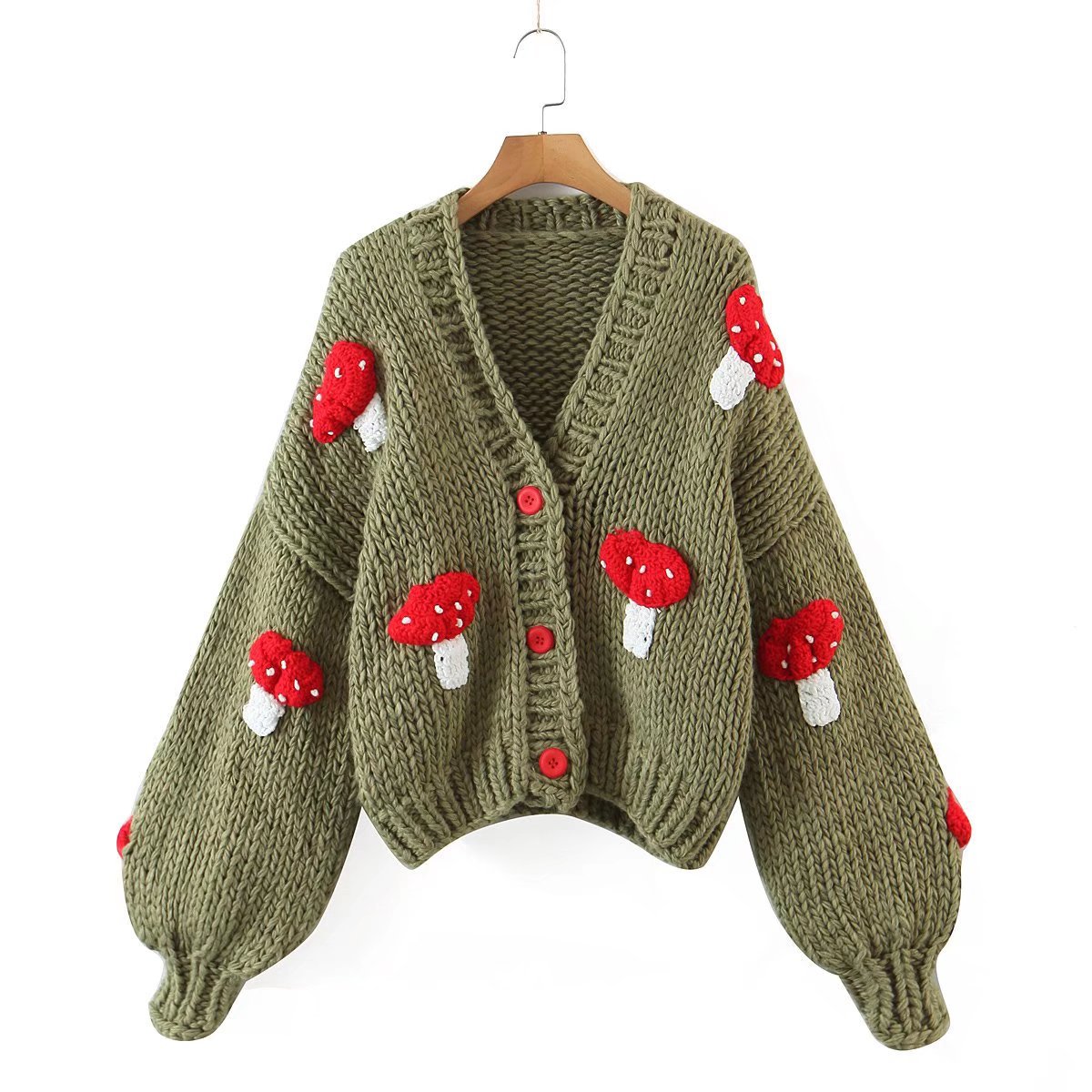 Autumn New Two-color Cute Mushroom Sweater Coat