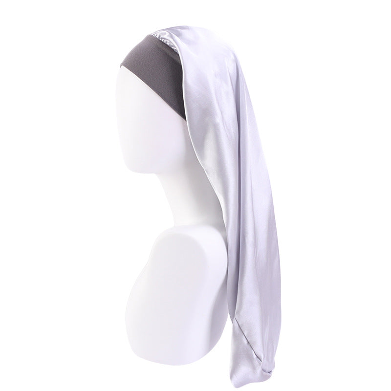 Women's Elastic Wide-brimmed Satin Long Tube Nightcap