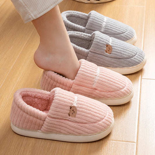 Ankle Wrap Cotton Slippers Women's Winter New Thick Bottom Home Indoor Non-slip Plus Velvet Warm