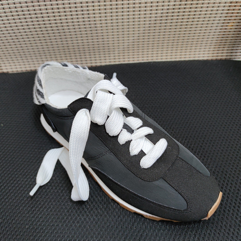 New Dad Shoes Beige Stitching Soft Retro
