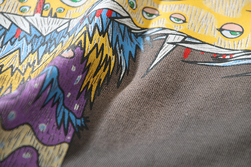 Hip-hop Doodle Mushroom Eye Print Leisure Loose